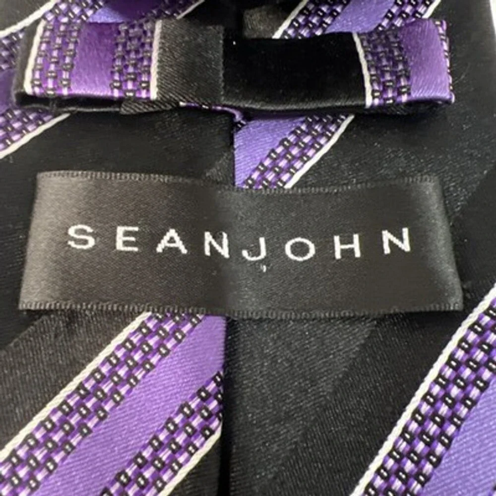 Sean John Black And Purple Striped Men’s Necktie